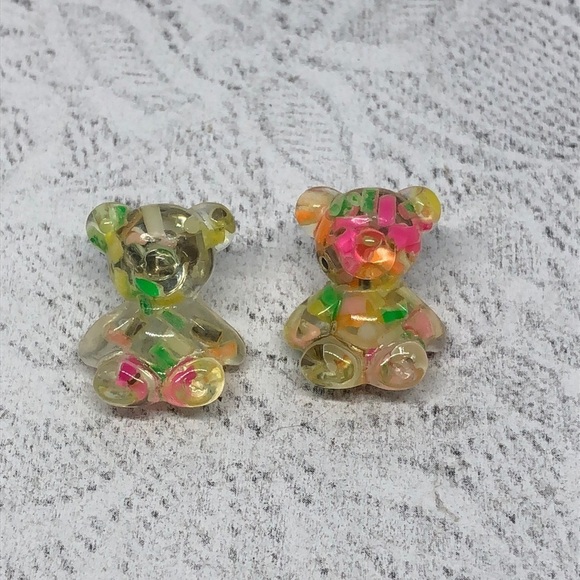 Lucite gummy bears earrings fun statement - Picture 2 of 7